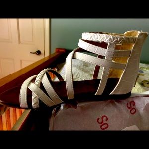 SO brand white sandals